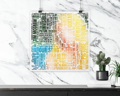 Set of word art album covers square poster