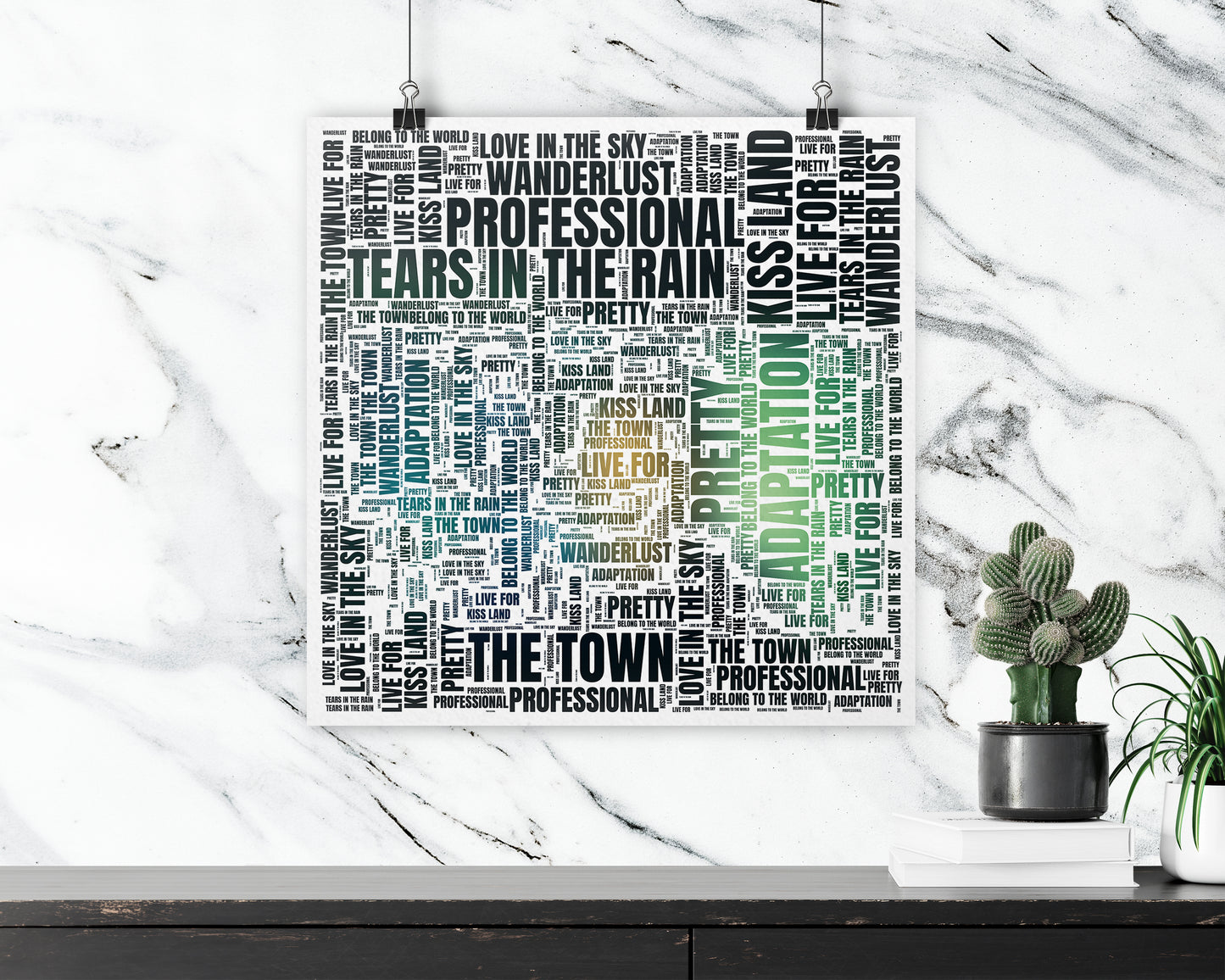 Set of word art album covers square poster