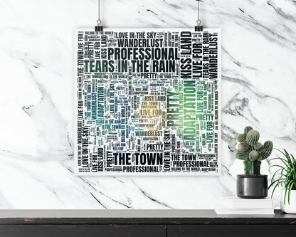 Set of word art album covers square poster