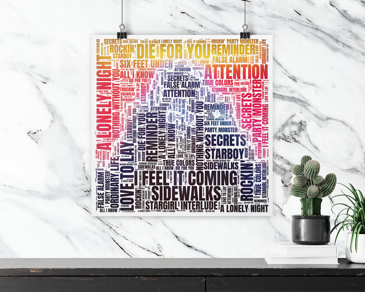 Set of word art album covers square poster