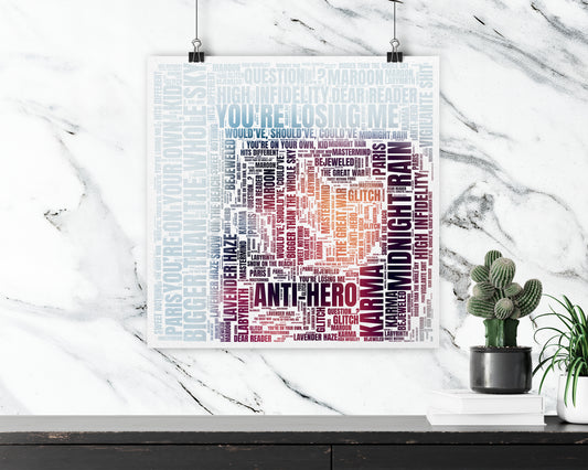 Midnights album word art square poster