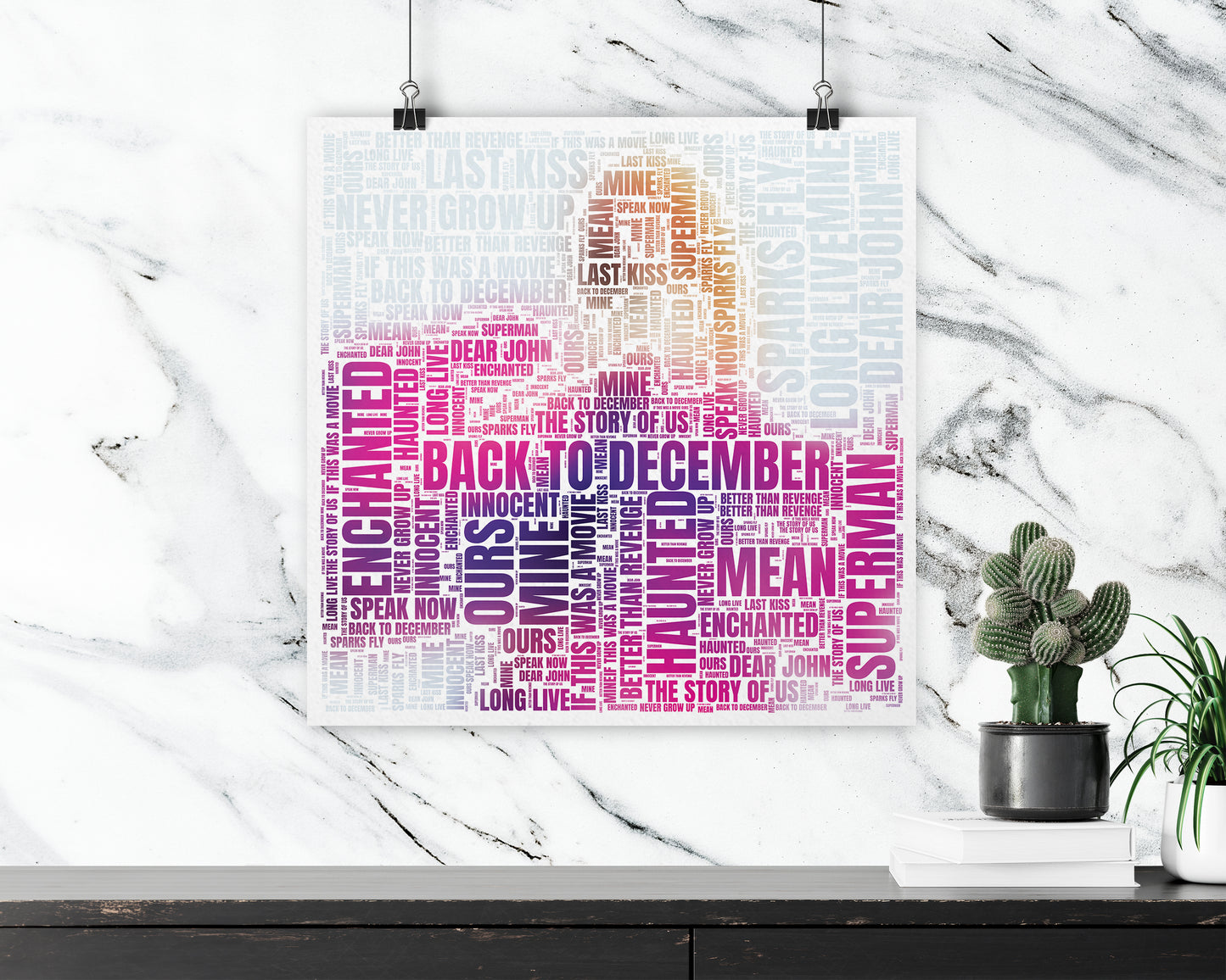 Set of word art album covers square poster