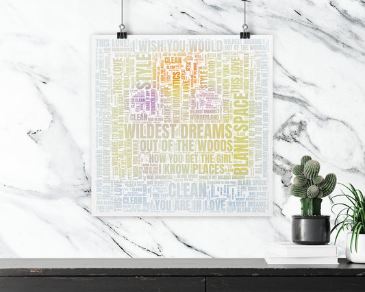 1989 album word art square poster