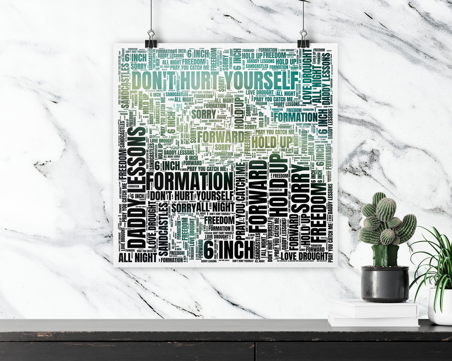 Set of word art album covers square poster