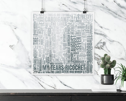 Folklore album word art square poster