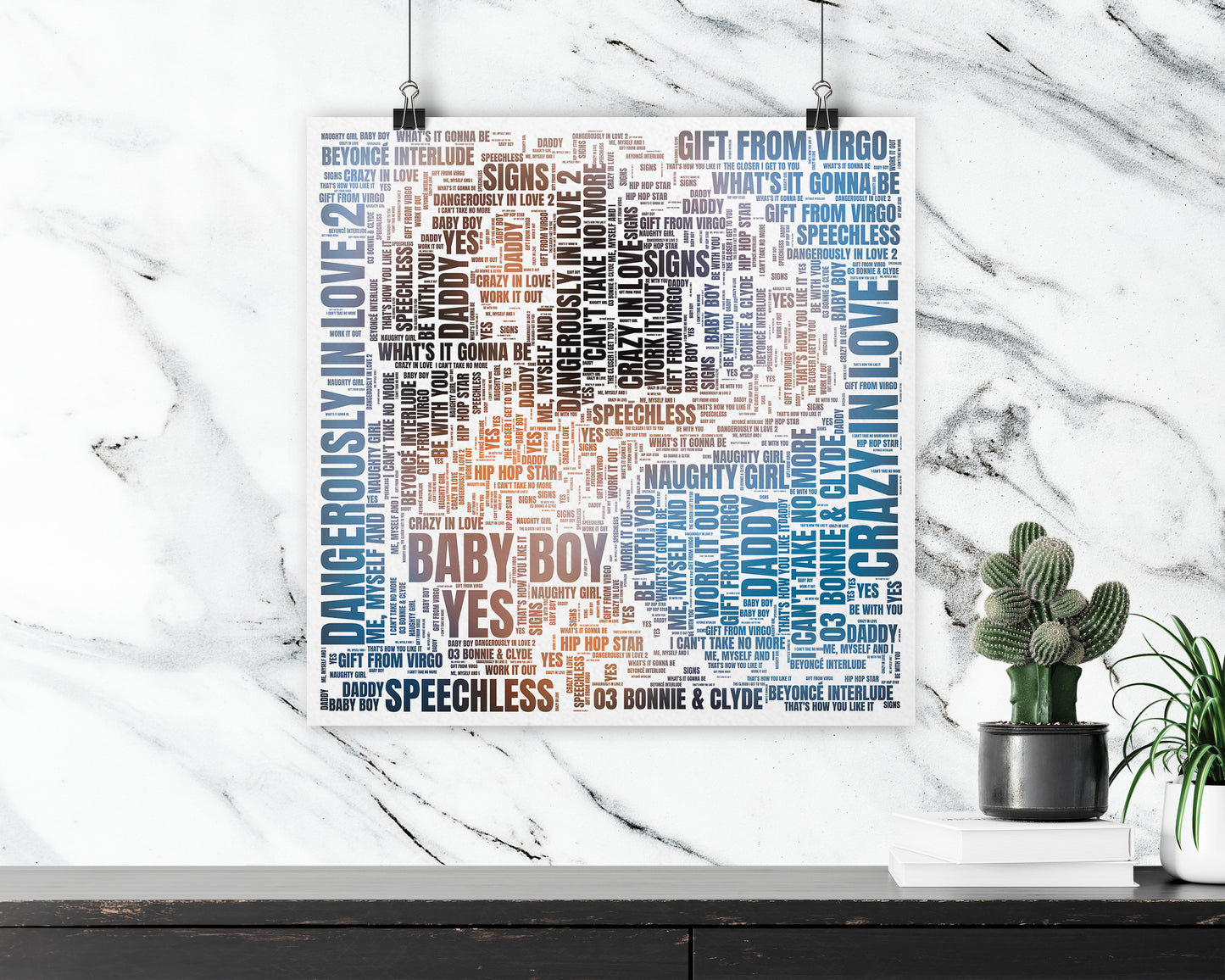 Set of word art album covers square poster