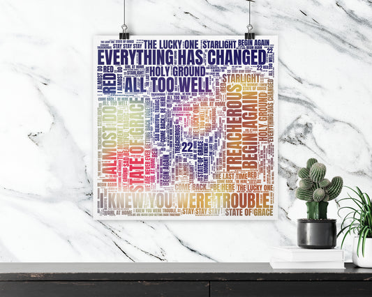 Red album word art square poster