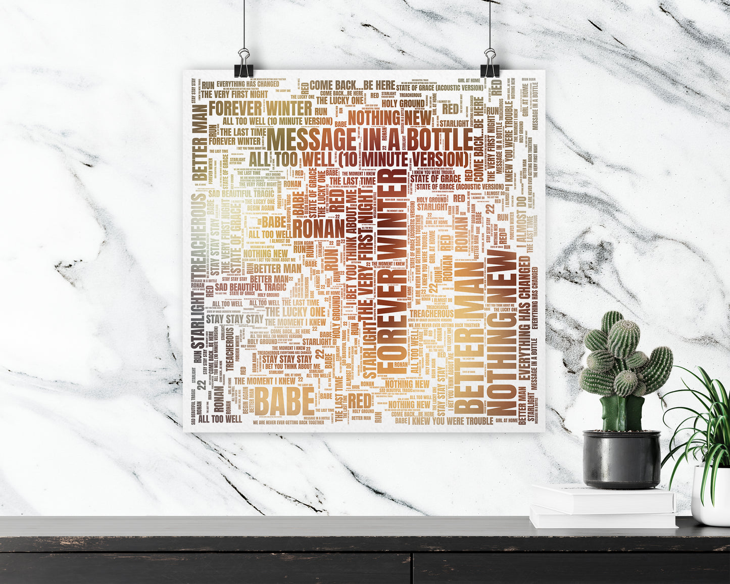 Red TV album word art square poster