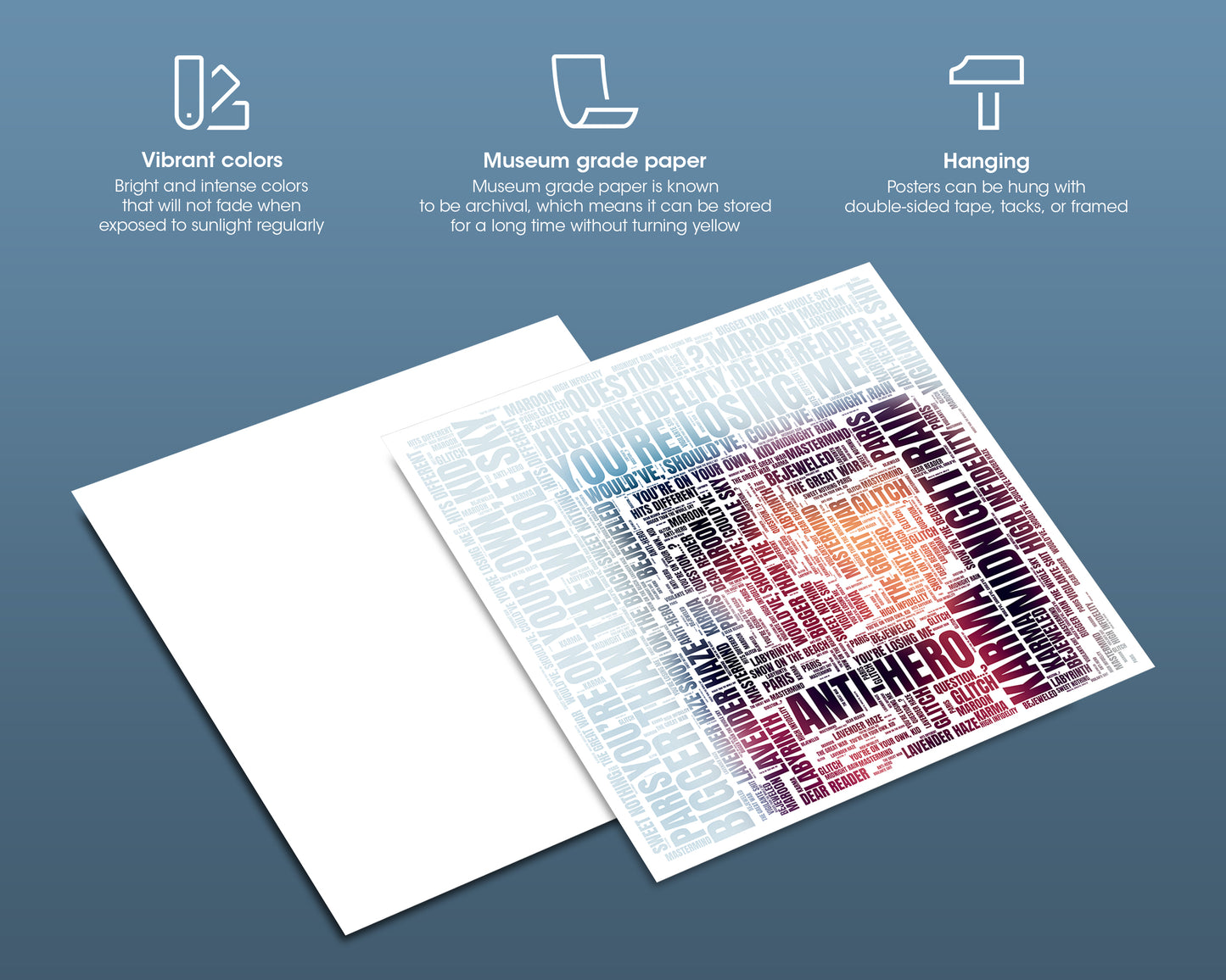 Midnights album word art square poster