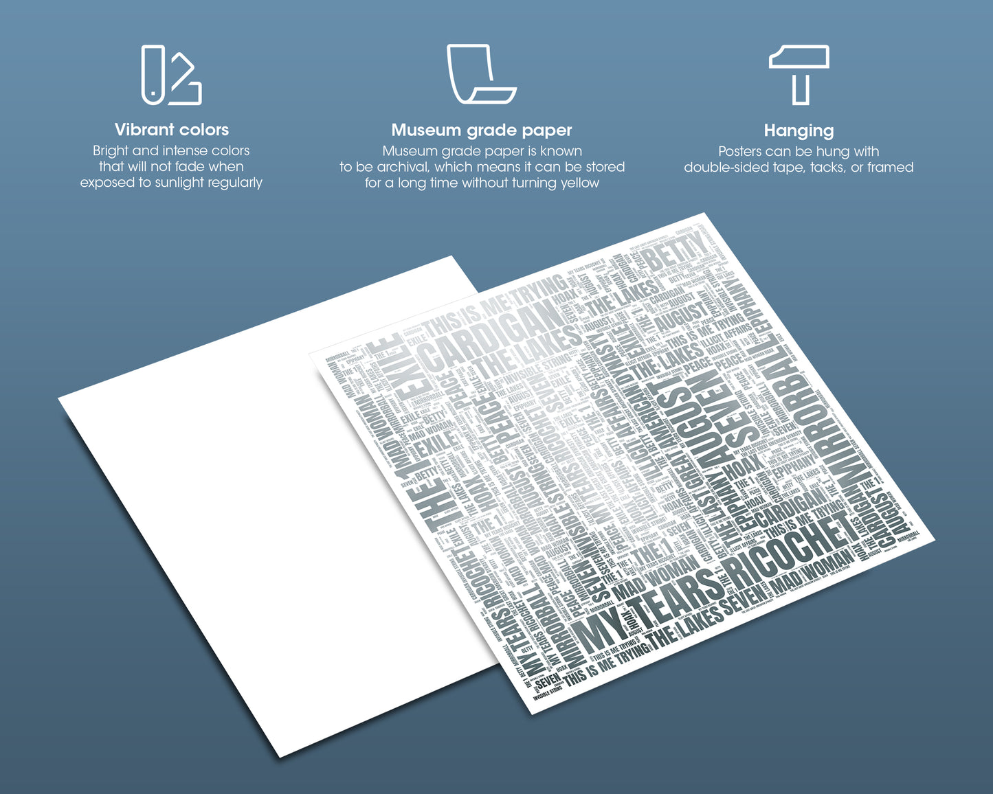 Folklore album word art square poster