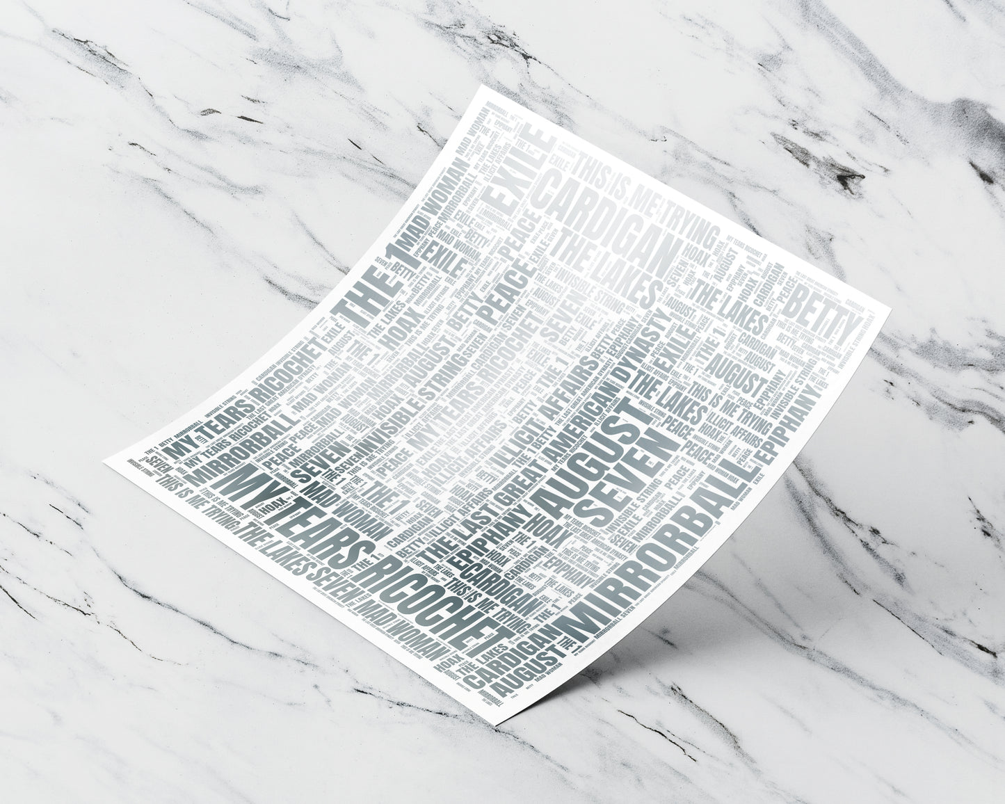 Folklore album word art square poster