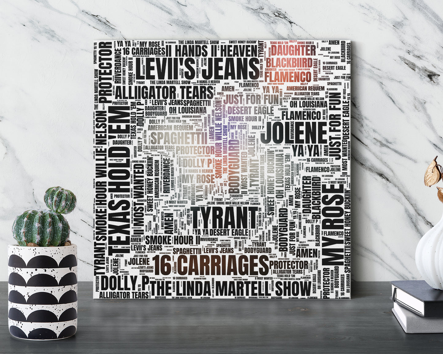 Set of word art album covers square canvas wall decor