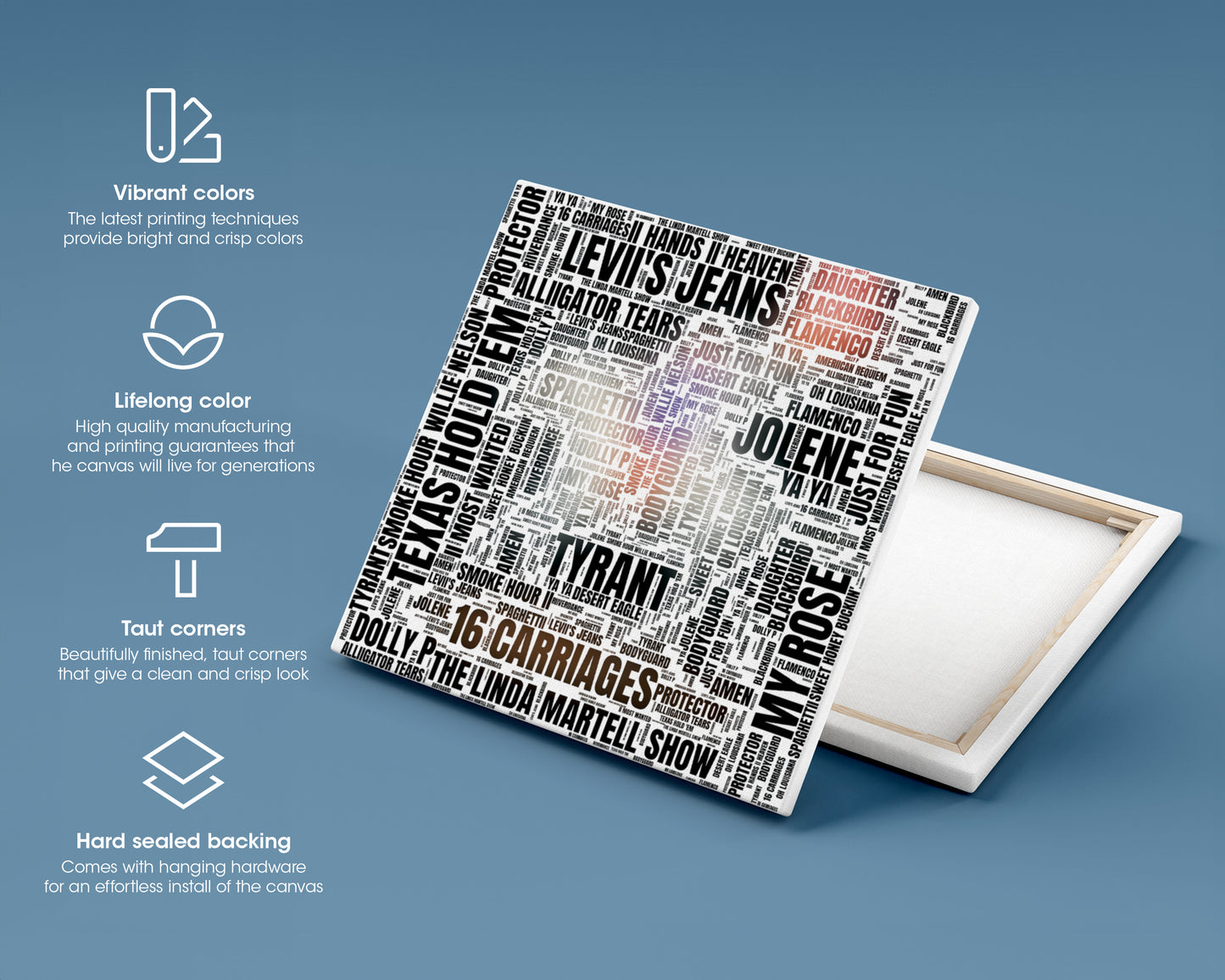 Set of word art album covers square canvas wall decor