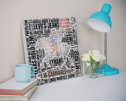 Cowboy Carter album word art square canvas wall decor