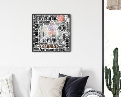 Cowboy Carter album word art square canvas wall decor
