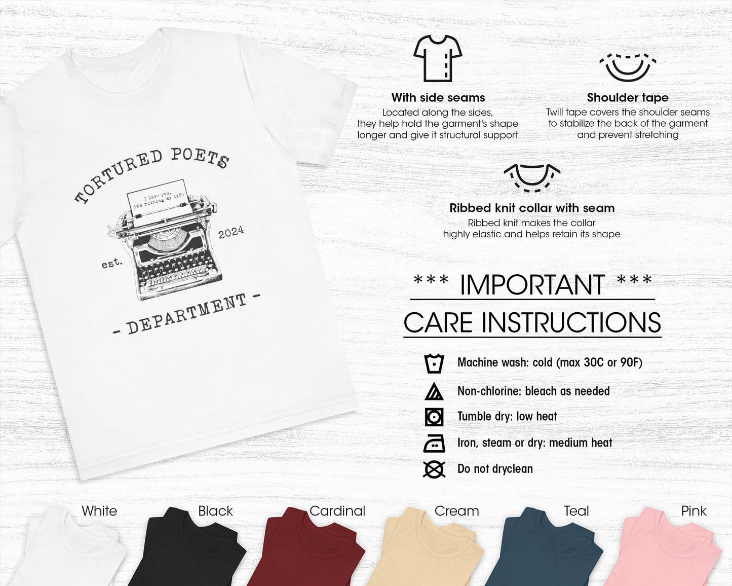 Tortured Poets Dept. est. 2024 unisex jersey short sleeve t-shirt