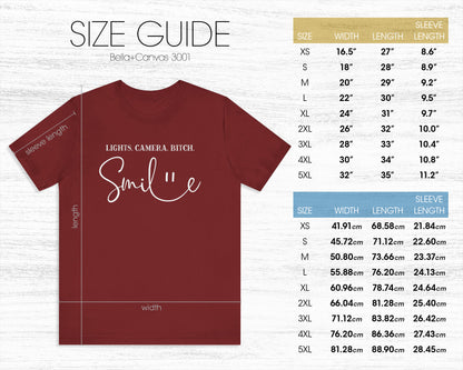 Lights, camera, bitch, smile unisex jersey short sleeve t-shirt