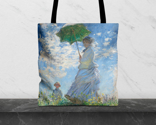 Claude Monet - Woman with a Parasol - Madame Monet and Her Son tote bag