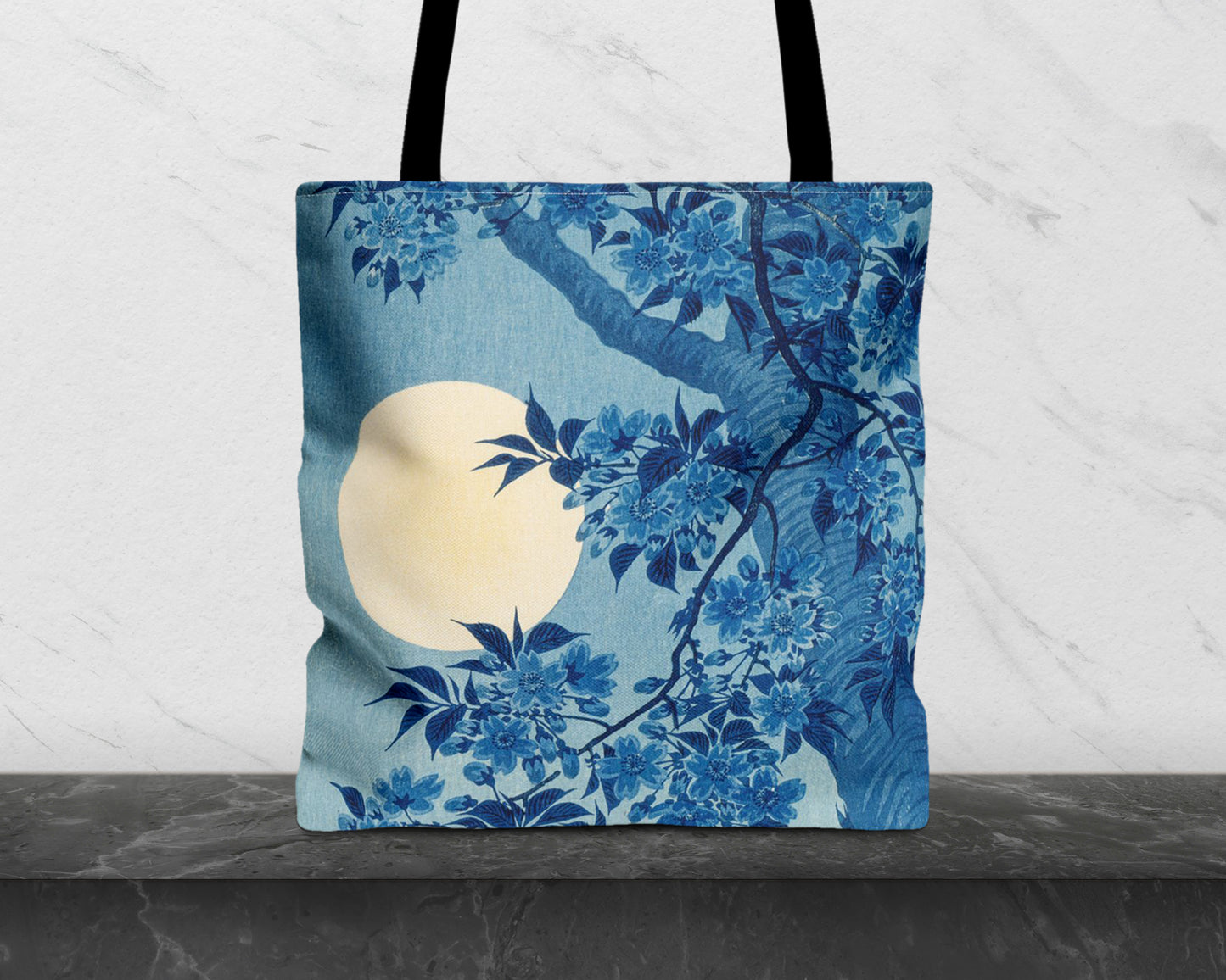 Ohara Koson - Blossoming Cherry on a Moonlit Night tote bag