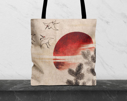 Katsushika Hokusai - Birds and Sunset tote bag
