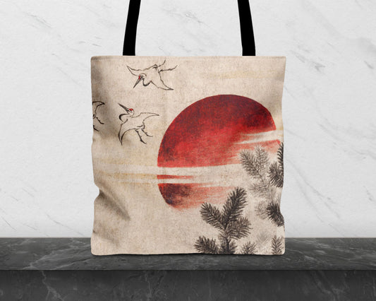 Katsushika Hokusai - Birds and Sunset tote bag