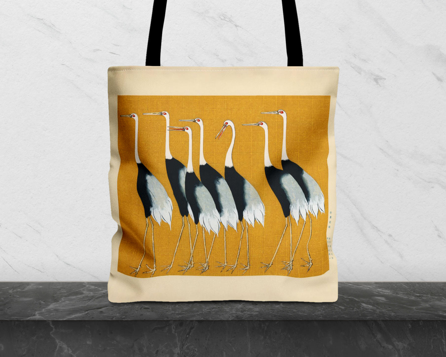 Ogata Korin - A Traditional Portrait of a Flock of Beautiful Japanese Red Crown Crane tote bag