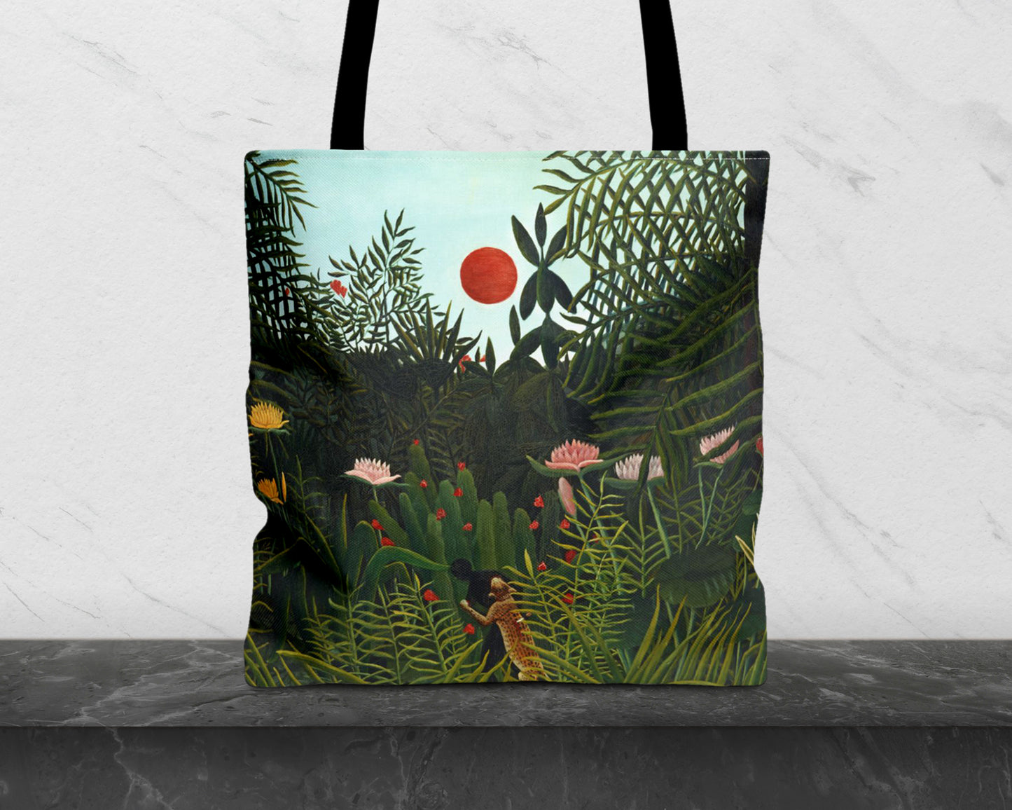 Henri Rousseau - Virgin Forest with Sunset tote bag