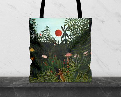 Henri Rousseau - Virgin Forest with Sunset tote bag