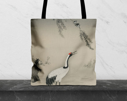 Kano Motonobu - A Traditional Portrait of a Beautiful Japanese Crane tote bag