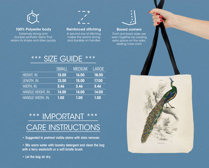 Sir William Jardine - A Majestic Male Peafowl Portrait from The Naturalist's Library tote bag