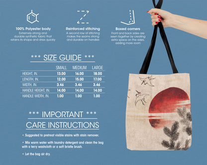 Katsushika Hokusai - Birds and Sunset tote bag