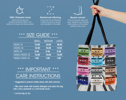 All eras vintage cassette tapes tote bag