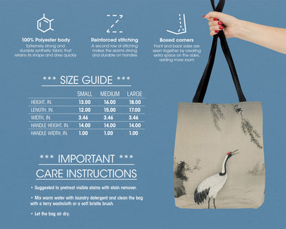 Kano Motonobu - A Traditional Portrait of a Beautiful Japanese Crane tote bag