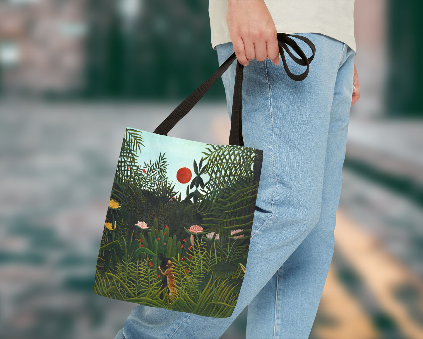 Henri Rousseau - Virgin Forest with Sunset tote bag