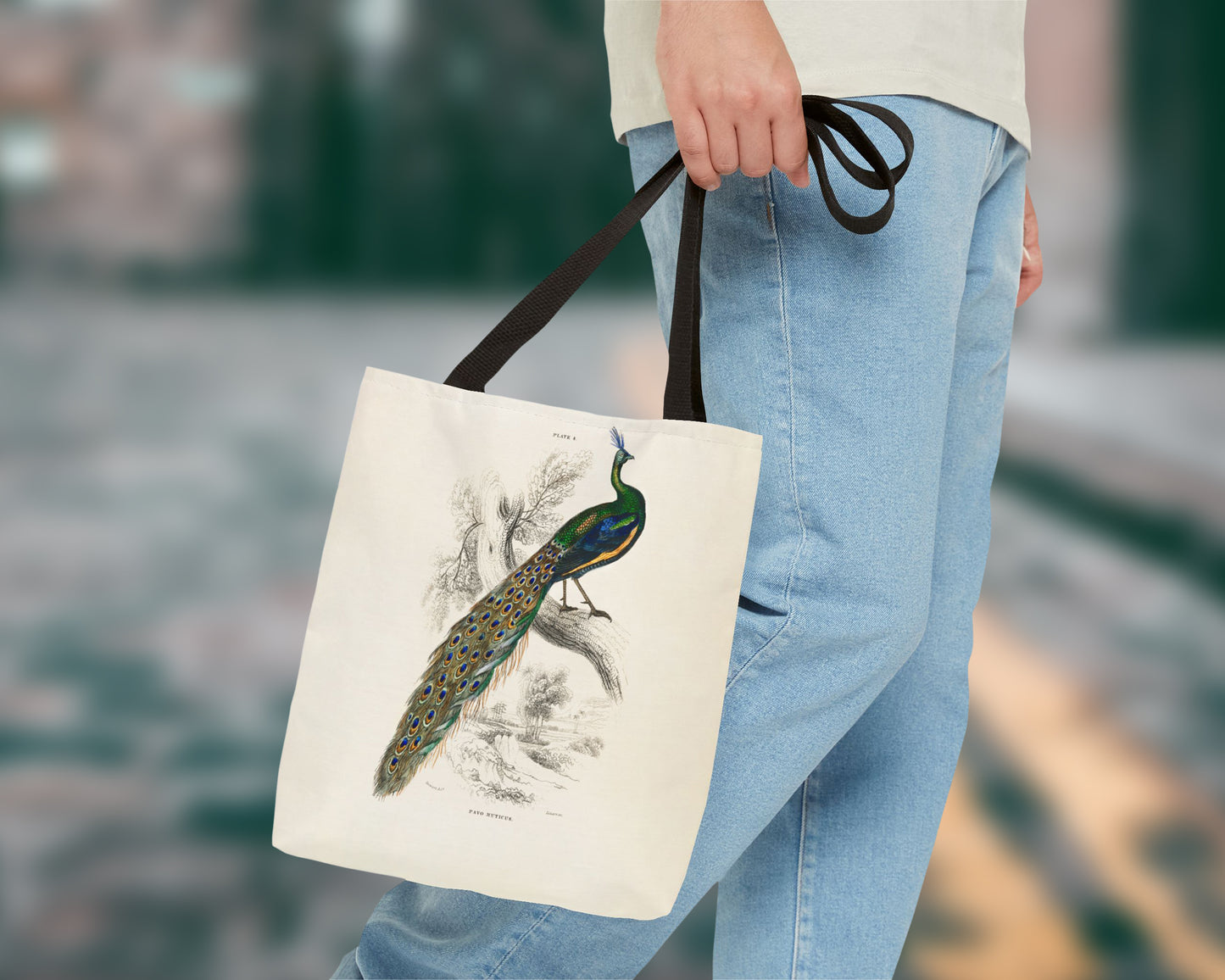 Sir William Jardine - A Majestic Male Peafowl Portrait from The Naturalist's Library tote bag