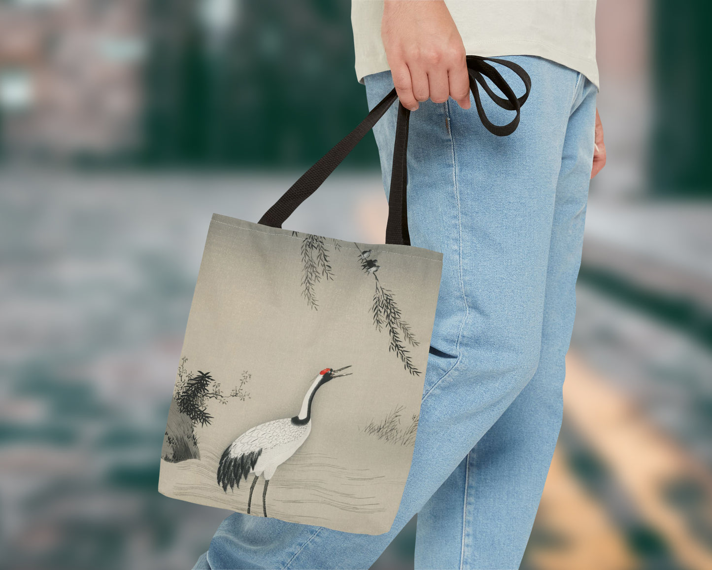 Kano Motonobu - A Traditional Portrait of a Beautiful Japanese Crane tote bag
