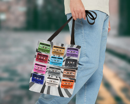 All eras vintage cassette tapes tote bag
