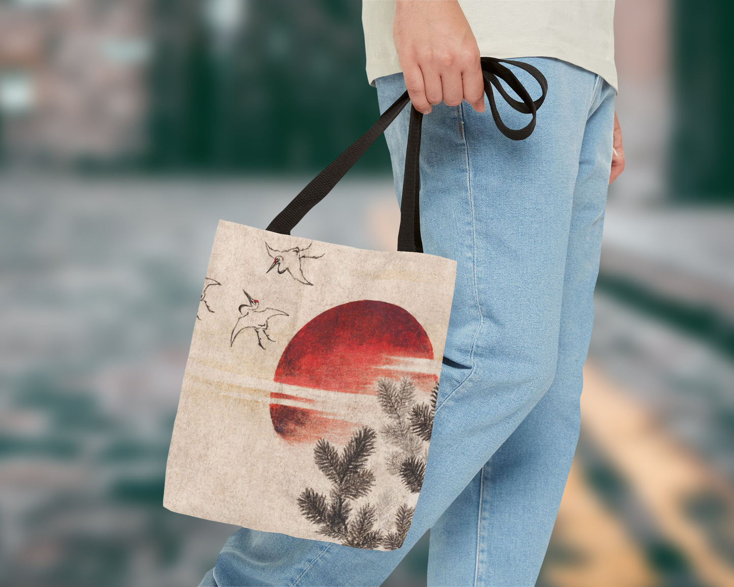 Katsushika Hokusai - Birds and Sunset tote bag
