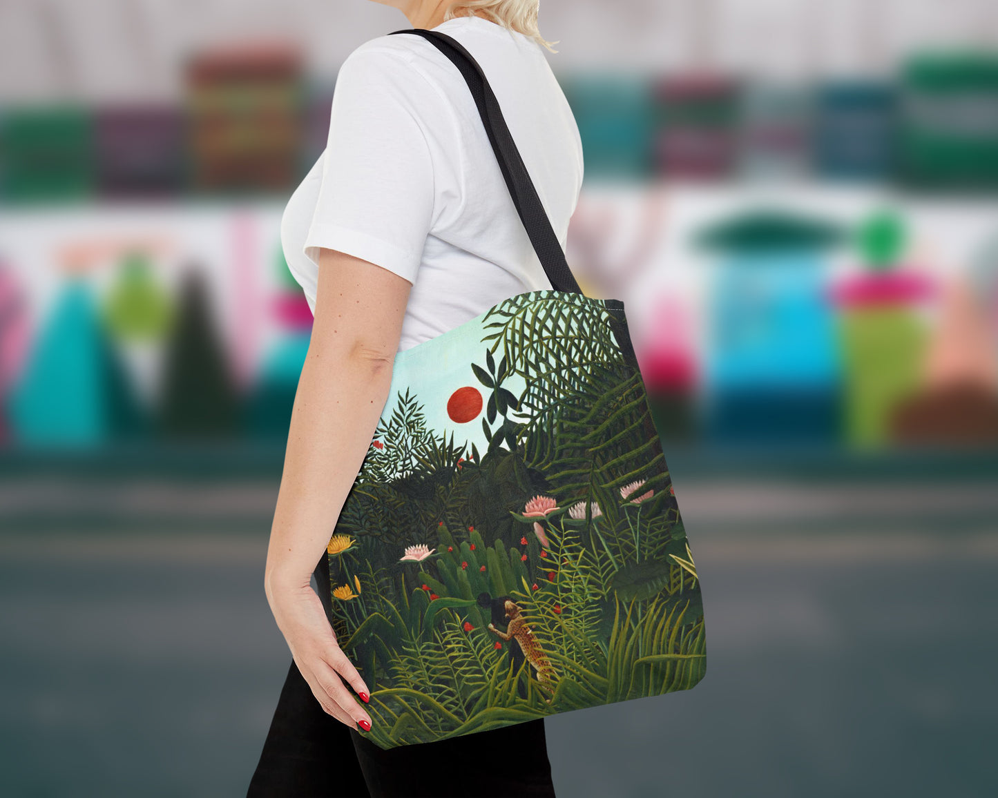 Henri Rousseau - Virgin Forest with Sunset tote bag