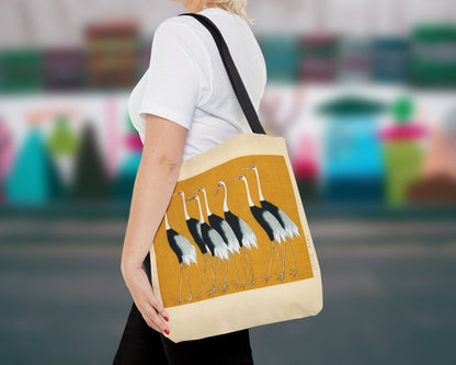 Ogata Korin - A Traditional Portrait of a Flock of Beautiful Japanese Red Crown Crane tote bag