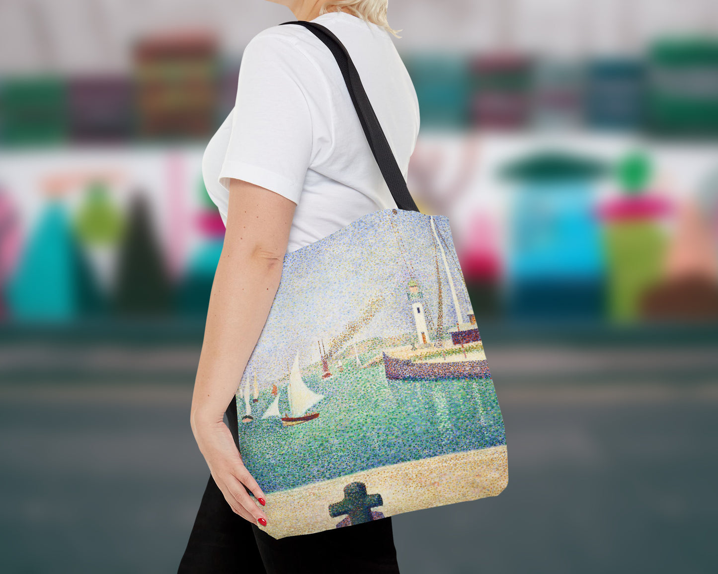 Georges Seurat - Entrance of The Port of Honfleur tote bag