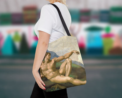 Michelangelo Buonarroti - The Creation of Adam tote bag