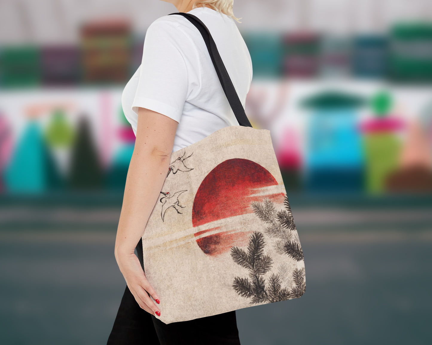 Katsushika Hokusai - Birds and Sunset tote bag