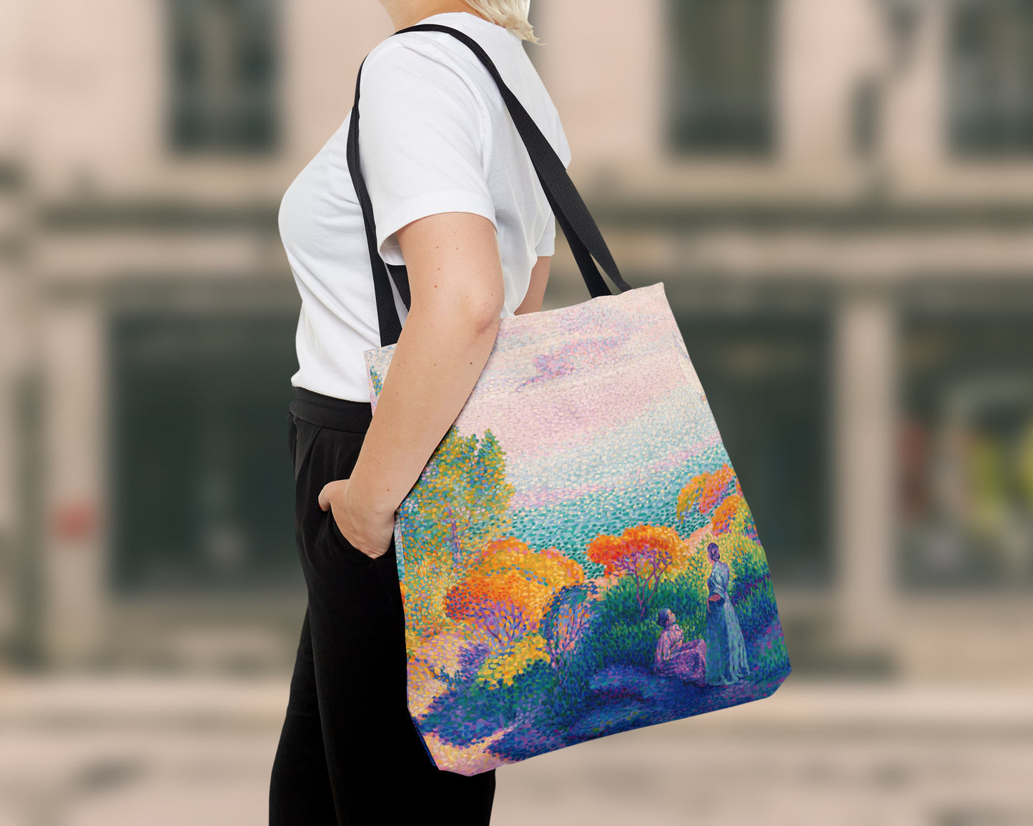 Henri Edmond Cross - Two Women by the Shore, Mediterranean tote bag