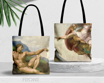Michelangelo Buonarroti - The Creation of Adam tote bag