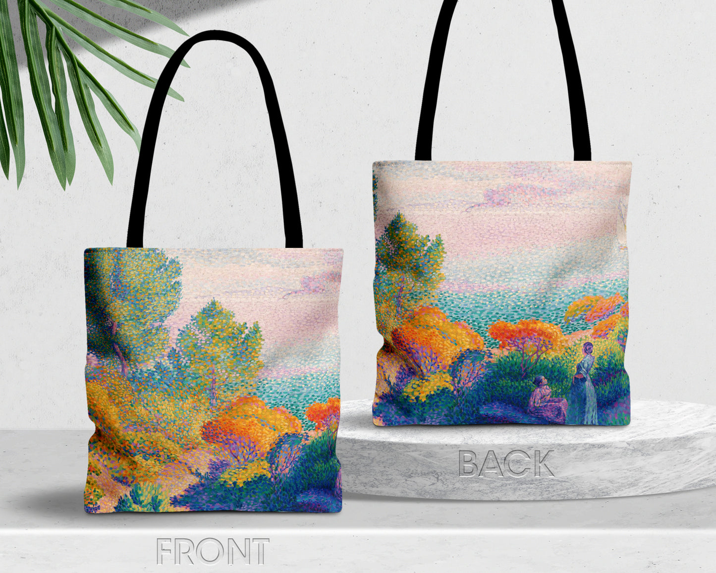 Henri Edmond Cross - Two Women by the Shore, Mediterranean tote bag